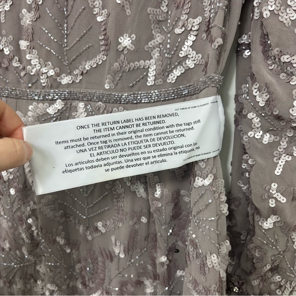 Mac Duggal Embellished High Neck Puff Sleeve Fitted Dress Mauve 93595 - Picture 11 of 13